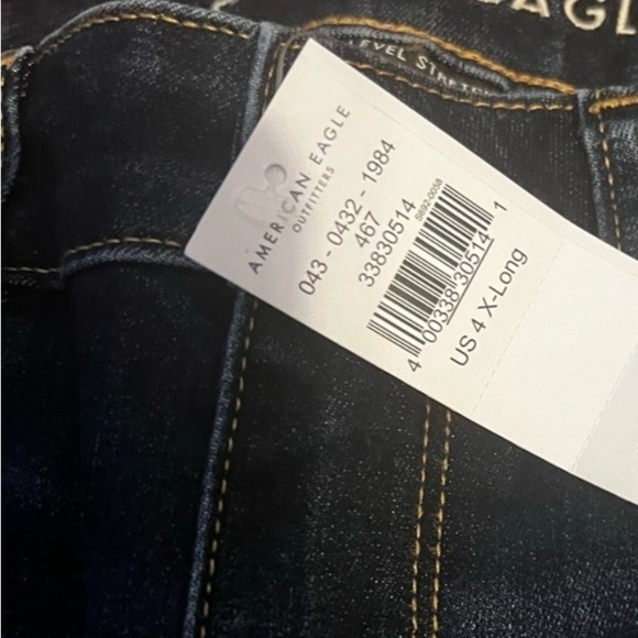 Womens American eagle, low rise, skinny jeans 4 / 27 extra long tall dark denim - Picture 6 of 6